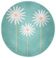 Floral Print Spring Chenille Rug, Light Blue, 5' Round