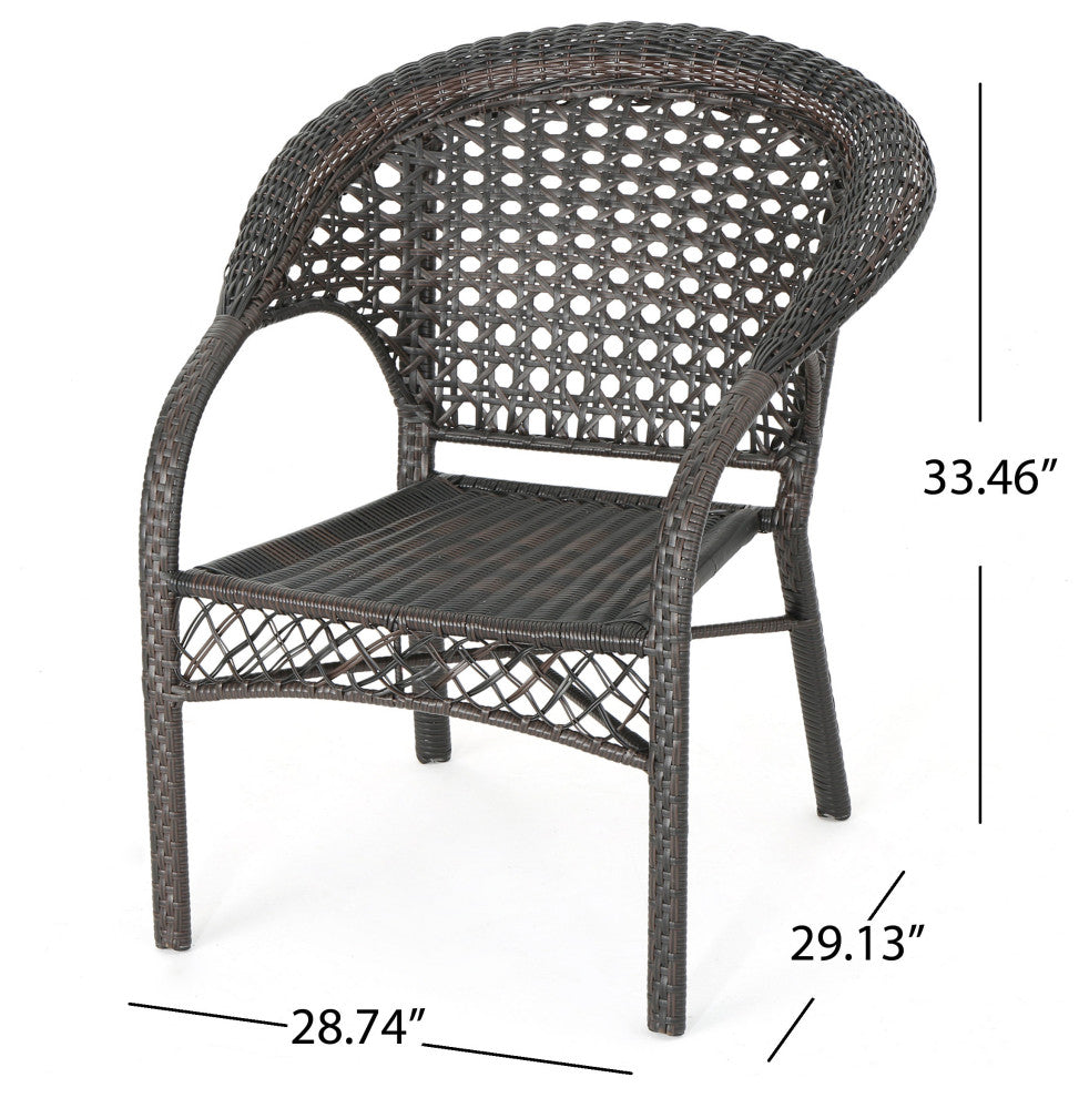 GDF Studio 7-Piece Ursula Outdoor Multi-Brown Wicker Dining Set