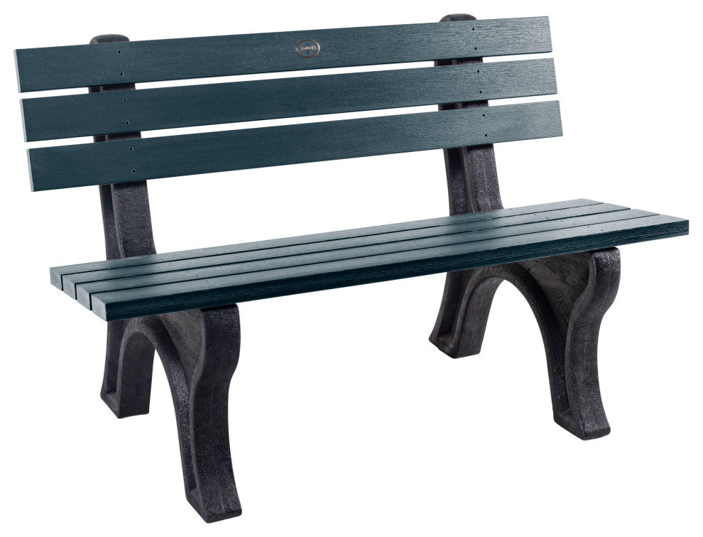 Aurora Traditional 4' Park Bench, Weathered Acorn, Federal Blue