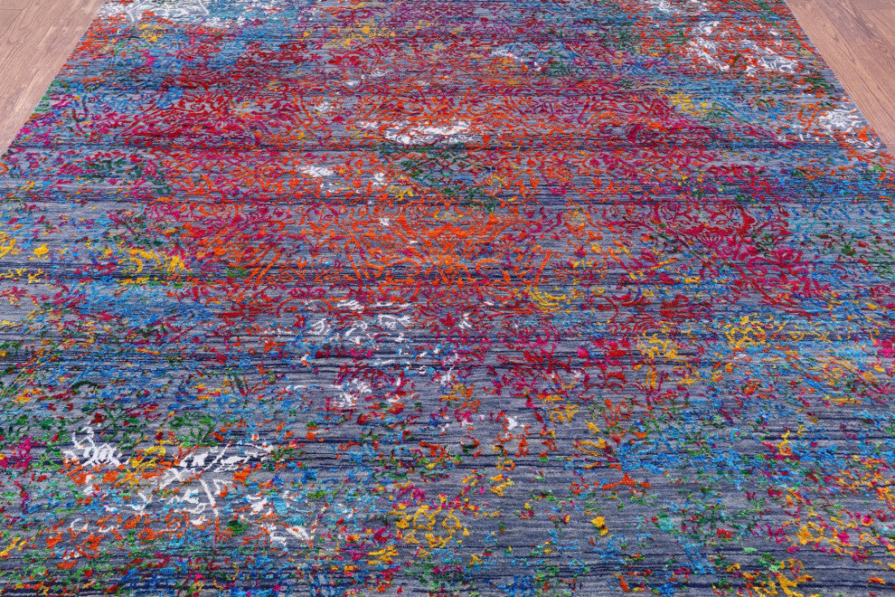 8' 0" X 10' 0" Hand-Knotted Persian Wool and Silk Rug Q9237