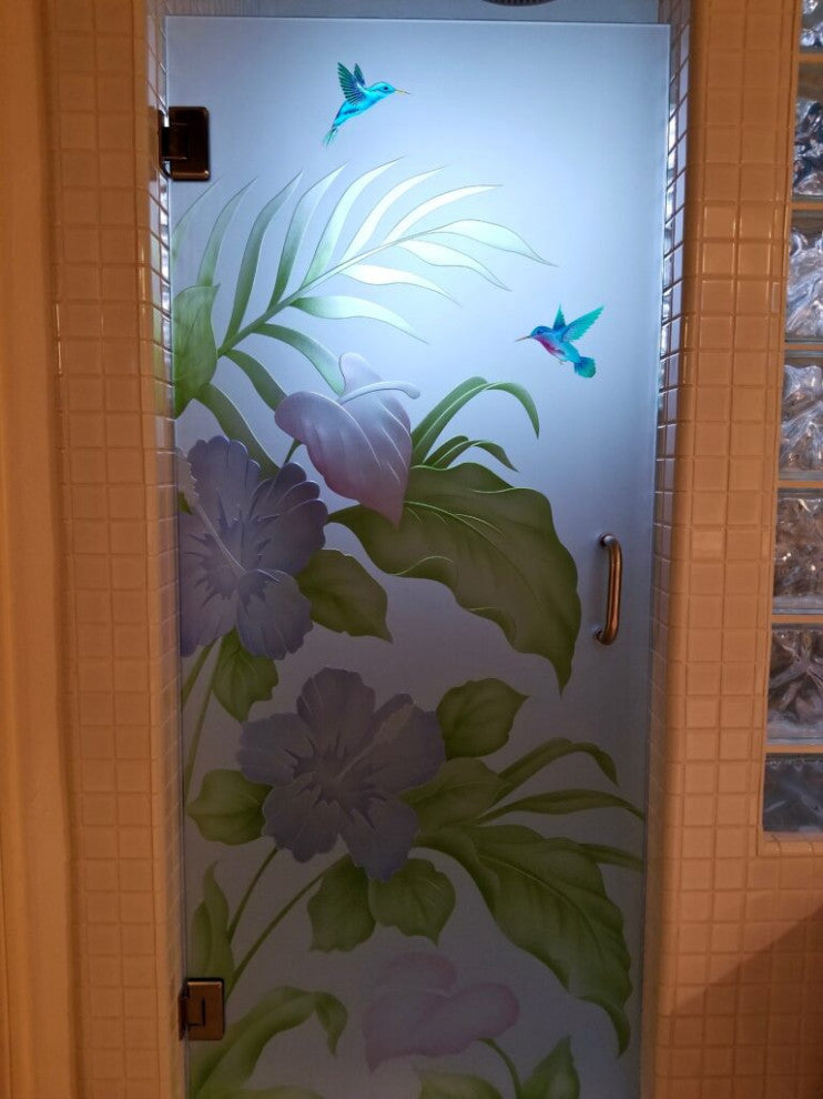 Interior Prehung Door or Interior Slab Door - Hibiscus Anthurium - Primed -...