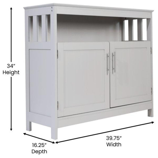 Mayfield 40" Classic Buffet and Sideboard with Double Door Storage Cabinet, Gray