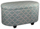 Teal and Cream Quatrefoil Oval Storage Bench