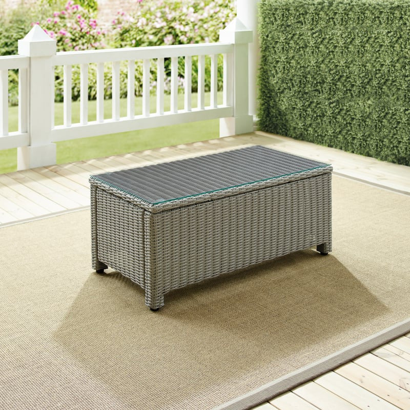 Bradenton Outdoor Wicker Coffee Table, Gray