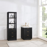 Vinnova Cadiz Bath Vanity, Composite Stone Top, Black, 24", No Mirror
