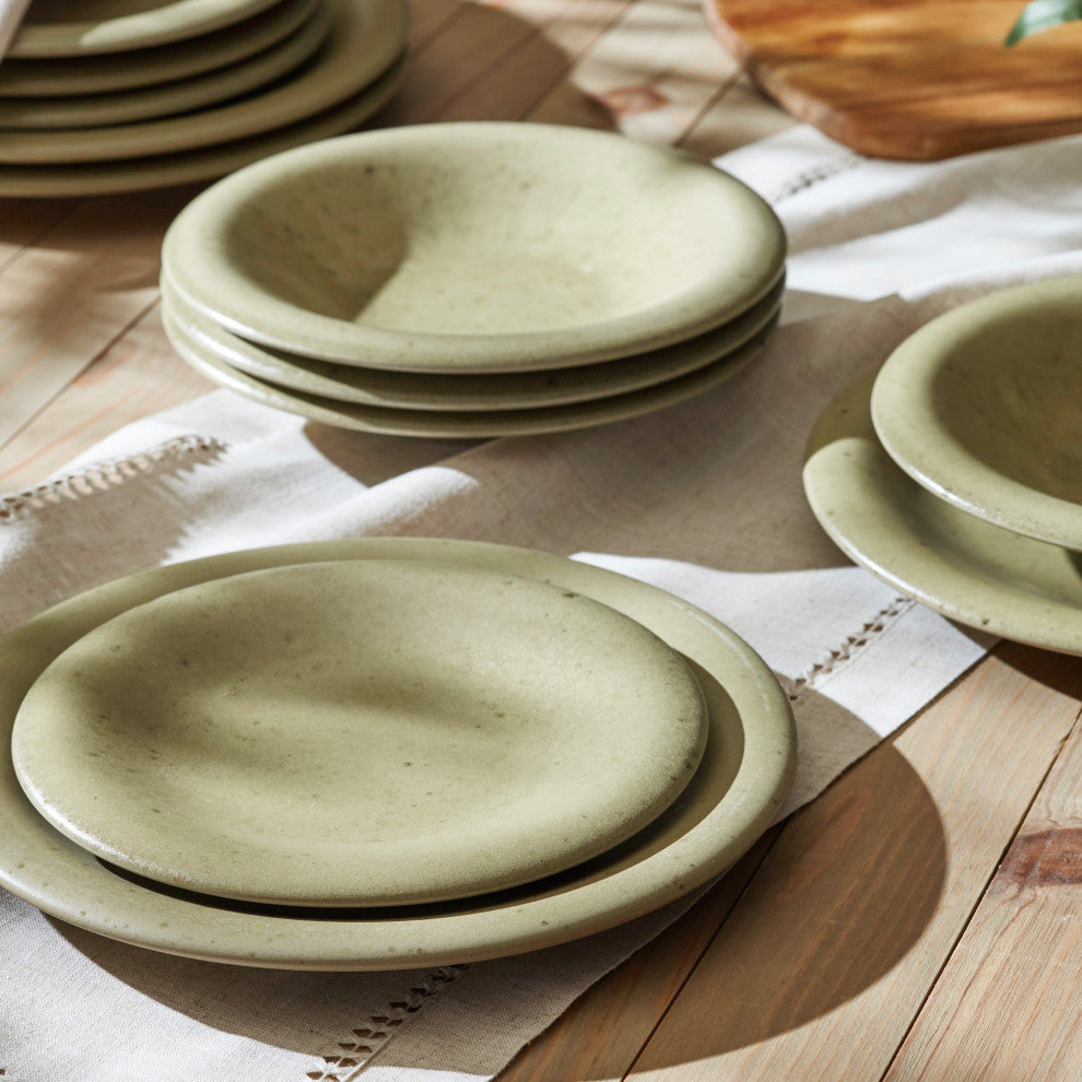 Porto by Porto by Stone Lain Aro Stoneware Dinnerware Set, Green Matte, 12-Piece