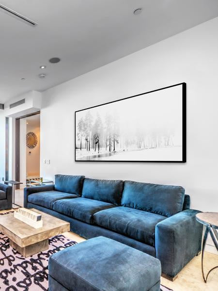 "Winter River" Floater Framed Painting Print on Canvas, 36"x18"