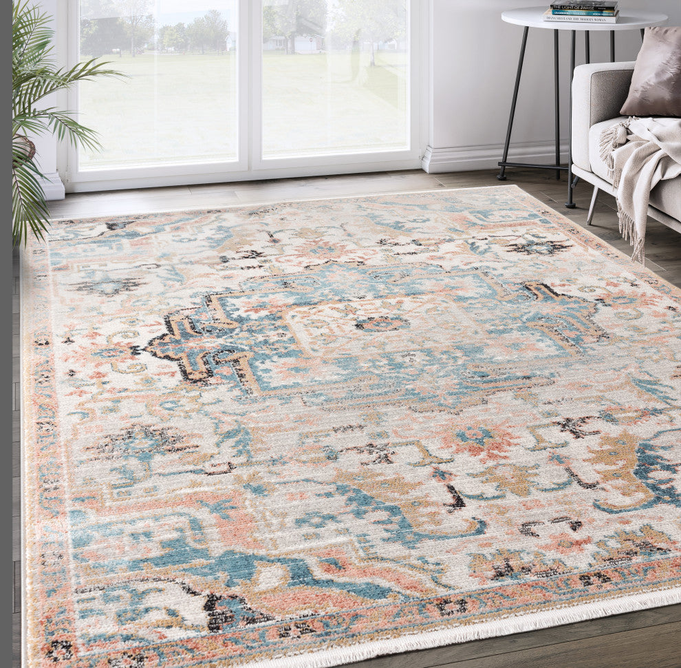 Abani Azure Collection AZR110A Beige Faded Vintage Persian Area Rug