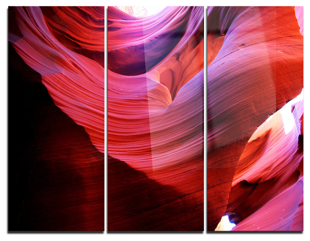 "Antelope Canyon Light Rays" Photo Metal Wall Art, 3 Panels, 36"x28"