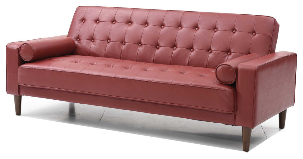 Andrews 85 in. W Flared Arm Faux Leather Straight Sofa, Red