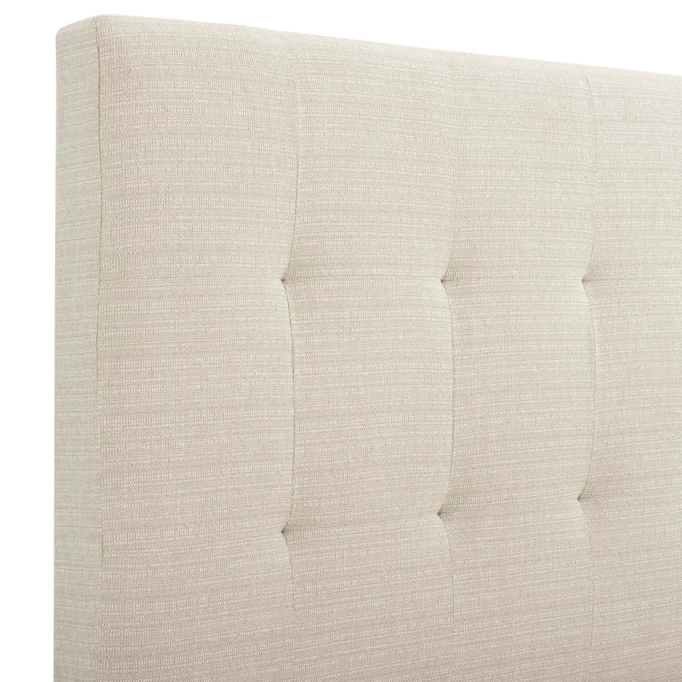 Legends Home Queen Size Beige Tufted Upholstered Platform Bed