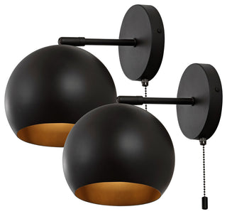 Tierra 7" 1-Light Modern Iron Sconce with Pull-Chain Switch, Set of 2, Black