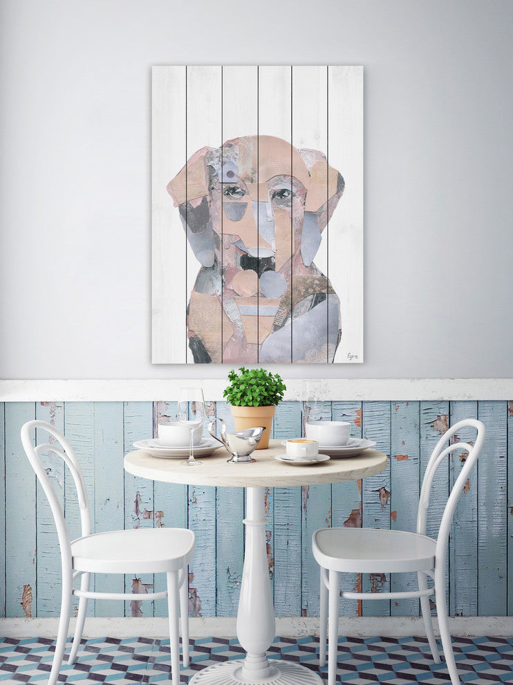 "El Perro Rosa" Painting Print on White Wood, 12"x18"