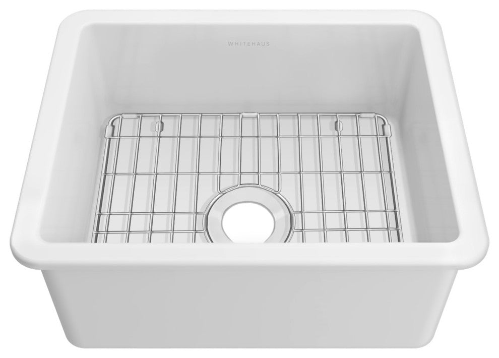 Whitehaus WHUF2418 Fireclay 24" Undermount Single Basin Fireclay - White