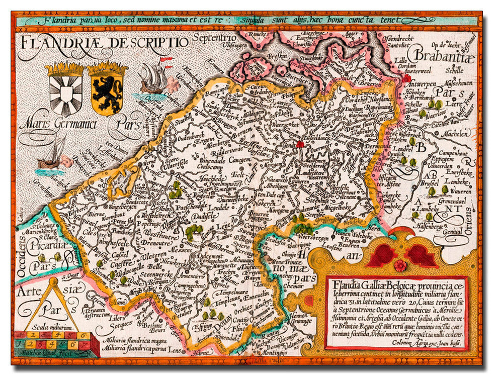 'Map of Flanders' Canvas Art by Johannes Bussemacher, 14" X 19"