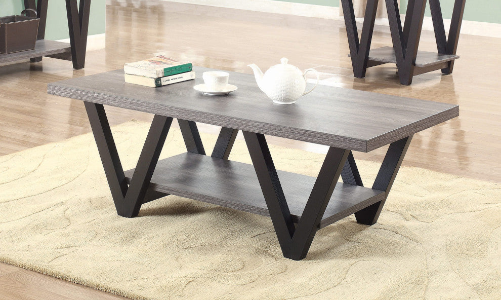 V-Shaped Coffee Table, Antique Gray