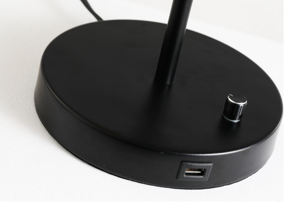 Vidalite Nakuv Rattan And Velvet Table Lamp With USB Port