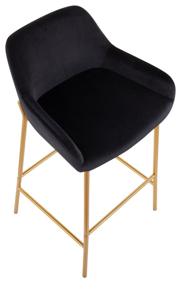 Lumisource Daniella Contemporary-Glam Bar Stool, Gold Metal/Black Velvet