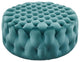 Amour Tufted Button Large Round Performance Velvet Ottoman