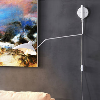 Frank 35" Iron Retro Swing LED Wall Sconce, White, White/Brass Gold