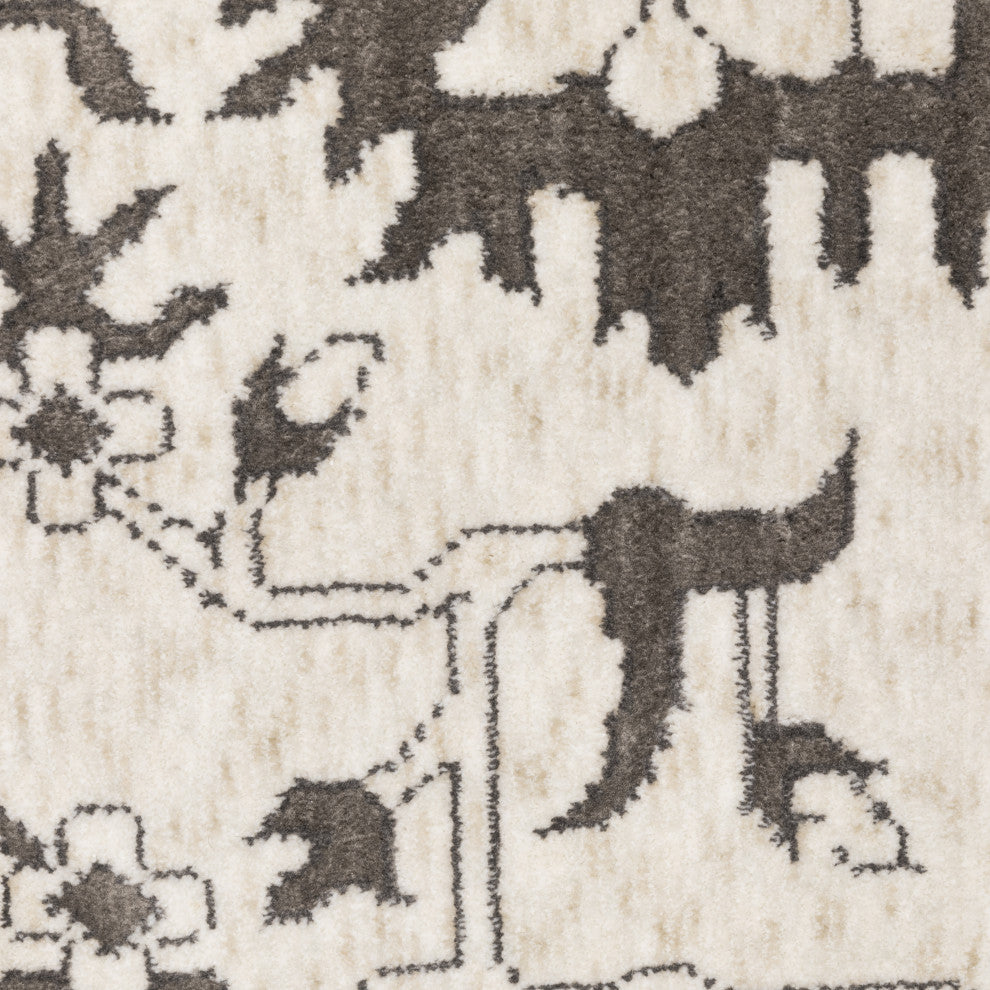 Iris Two-Tone Oriental Ivory/ Grey Area Rug 9'10" x 12'10"