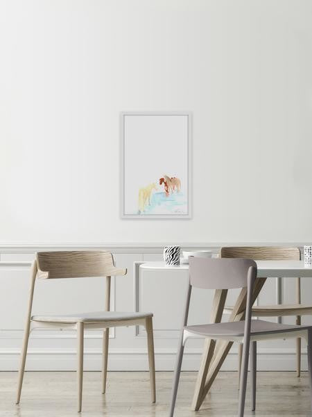 "Trois Chevaux" Framed Painting Print, 12"x18"