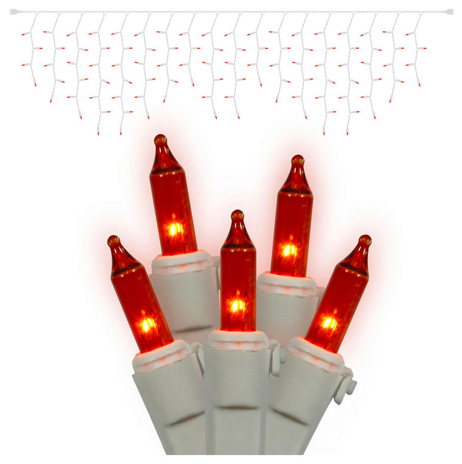 Vickerman W6W4330 Amber Icicle Light On White Wire, Christmas Light Strand