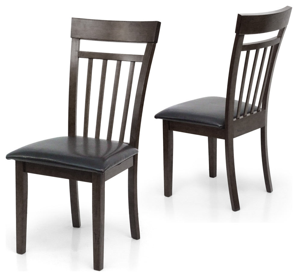 Set of 4 Classic Style Solid Wood Warm Dining Chairs, Espresso/Pu Leather