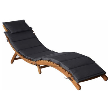 vidaXL 2x Sun Loungers with Cushions Dark Gray Solid Wood Acacia Sun Tan Bed