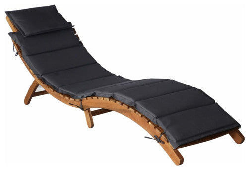 vidaXL 2x Sun Loungers with Cushions Dark Gray Solid Wood Acacia Sun Tan Bed