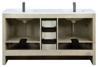 Lafarre Contemporary  60" Rustic Acacia Double Sink Bathroom Vanity Set, Labaro