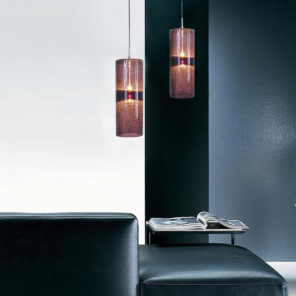 Light Low Voltage Pendant And Canopy Kit, Amber Bronze, Purple Chrome