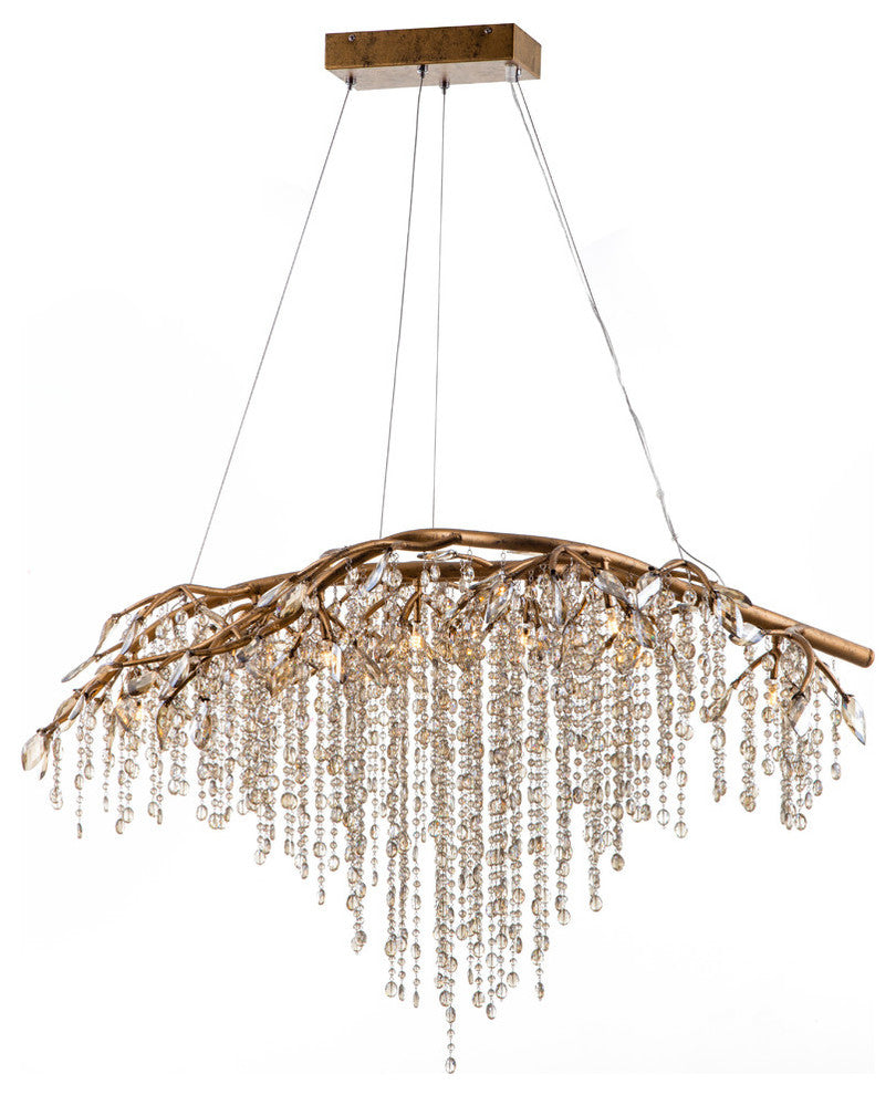 Gold Crystal Branch Chandelier, Gold