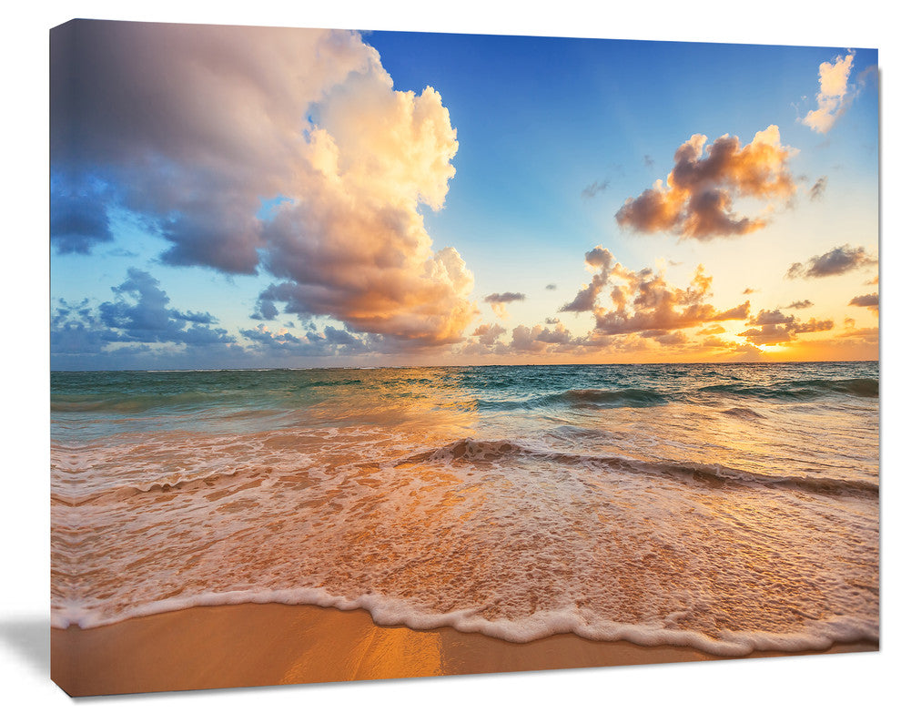 Beautiful Cloudscape over Beach, Large Beach Canvas Wall Art, 40"x30"