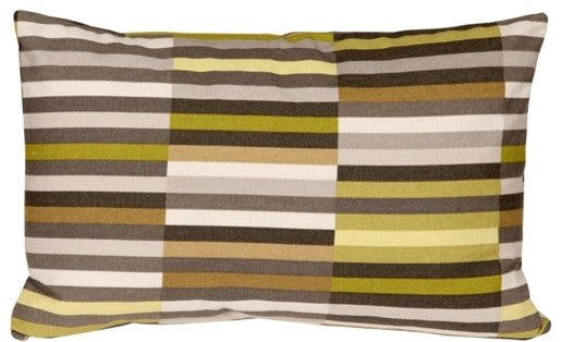 Pillow Decor - Waverly Side Step Throw Pillow, Brown, Avocado, 12" X 20"