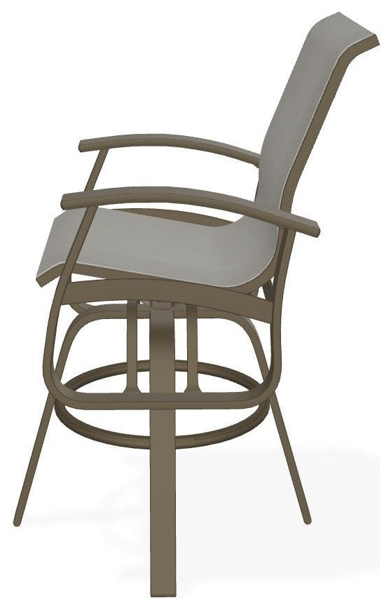 Belle Isle Sling Bar Height Outdoor Swivel Armchair, Augustine Oyster/Beachwood