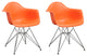 Paris Tower Dining Arm Chair with Chrome Legs, Set of 2, Orange