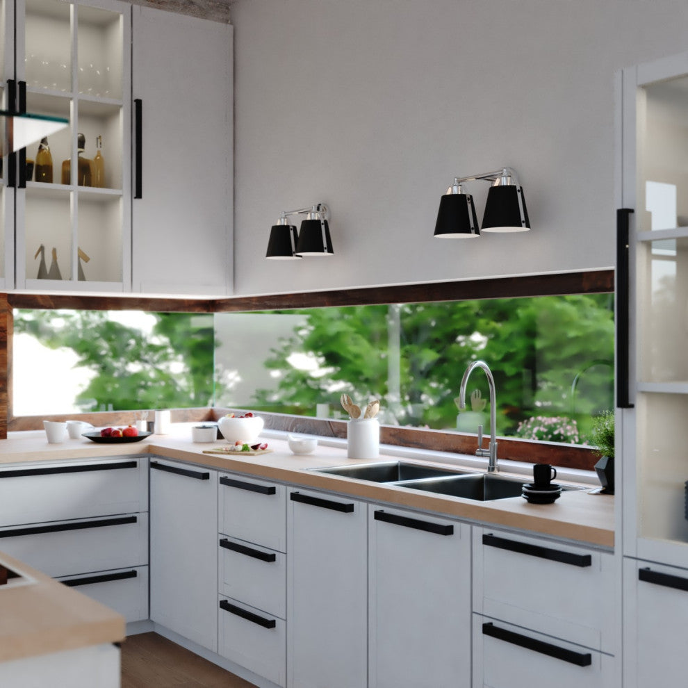 Barrington 16" 2 Light Vanity Matte Black and Chrome