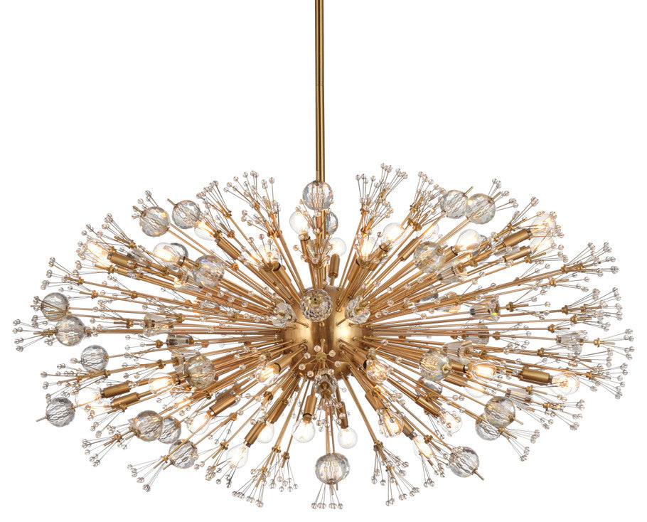 Victor 48" Crystal Starburst Oval Pendant, Gold