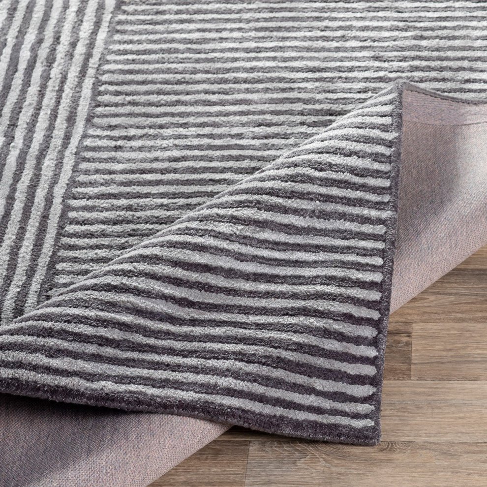 Surya Quartz QTZ-5038 9'x13' Rug, Black/Medium Gray