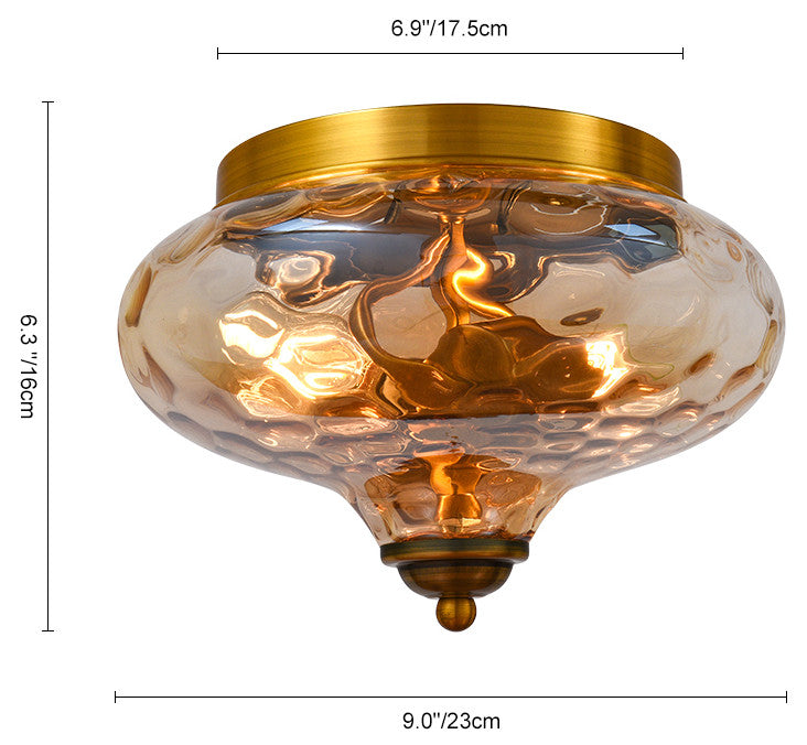 Modern 2-Light Water Pattern Flush Mount, Gold
