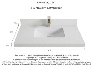 Parker 36 Single Sink Bath Vanity in Navy Blue  2" Carrara Quartz