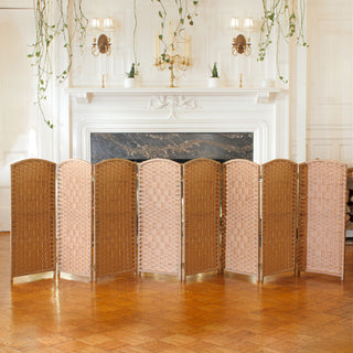 3 ft. Short Diamond Weave Fiber Room Divider Natural 8 Panel