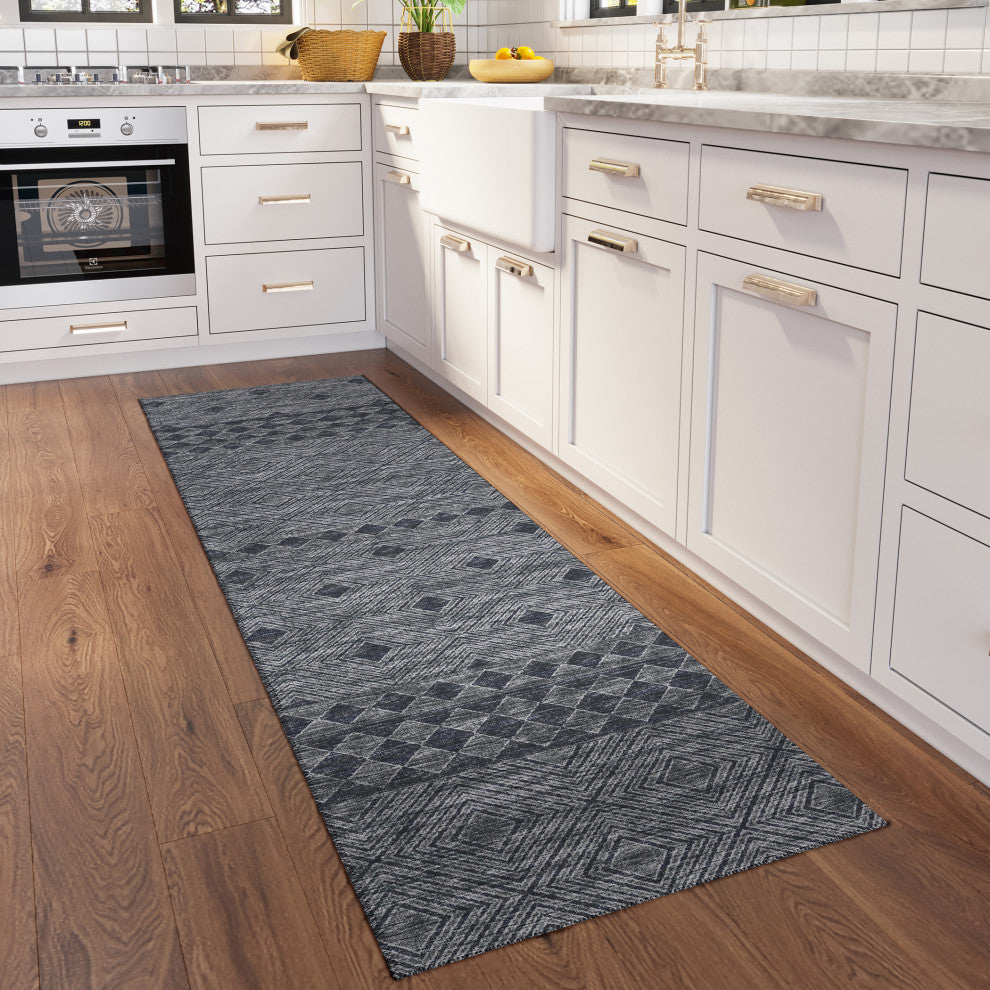 Indoor/Outdoor Sedona SN1 Midnight Machine Washable 2'3" x 7'6" Runner Rug