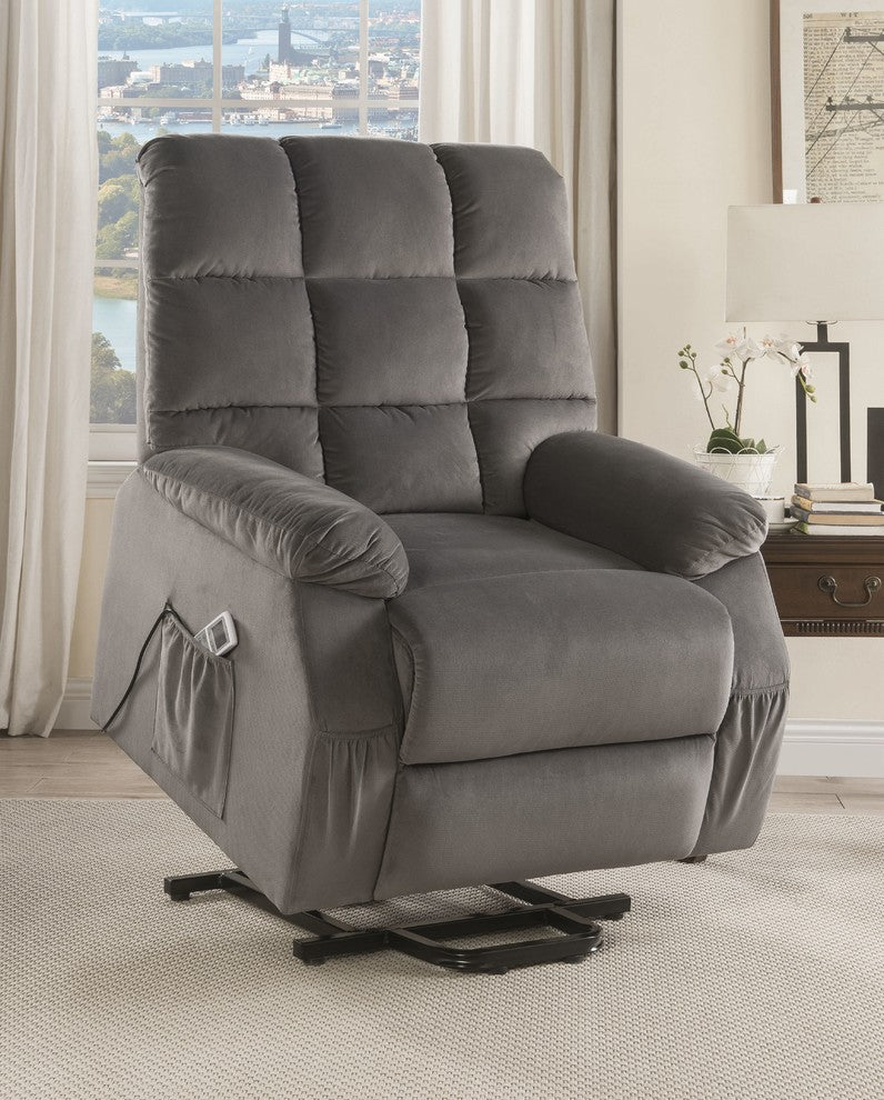 ACME Ipompea Recliner with Power Lift and Massage, Gray Velvet