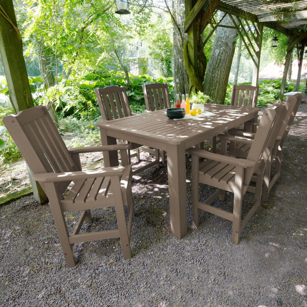 Lehigh 7-Piece Rectangle Counter-Height Dining Set, Woodland Brown