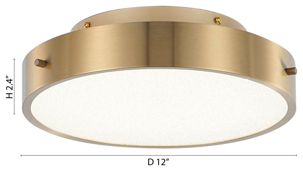 Bethel International FT102FM12BR 1-Light LED Flush Mount, Brass