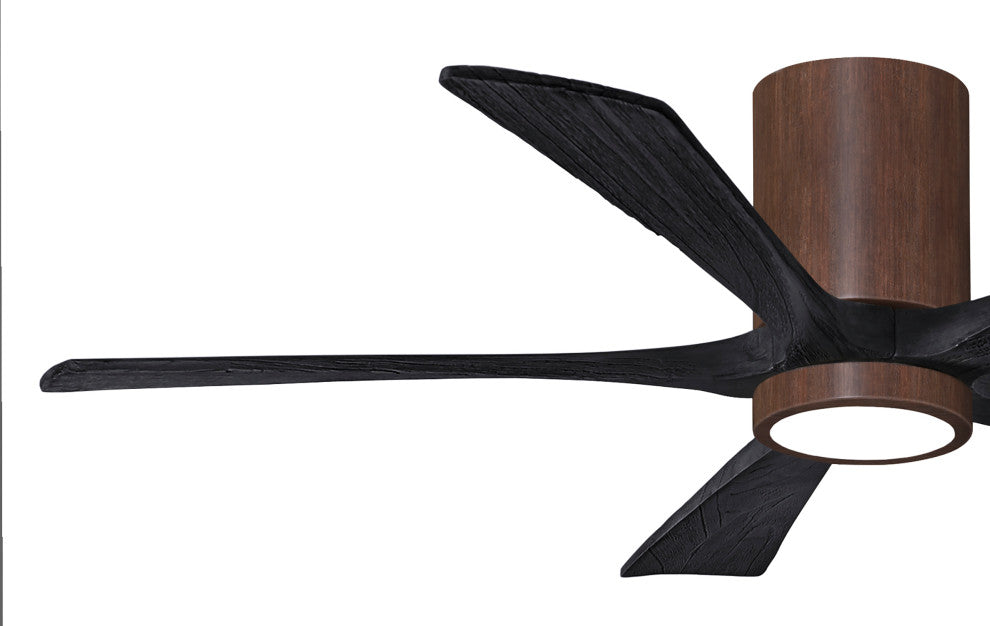 Irene-5HLK 5-Blade Flush Mount Ceiling Fan, Integrated LED, Walnut Tone/Matte Black, 52"