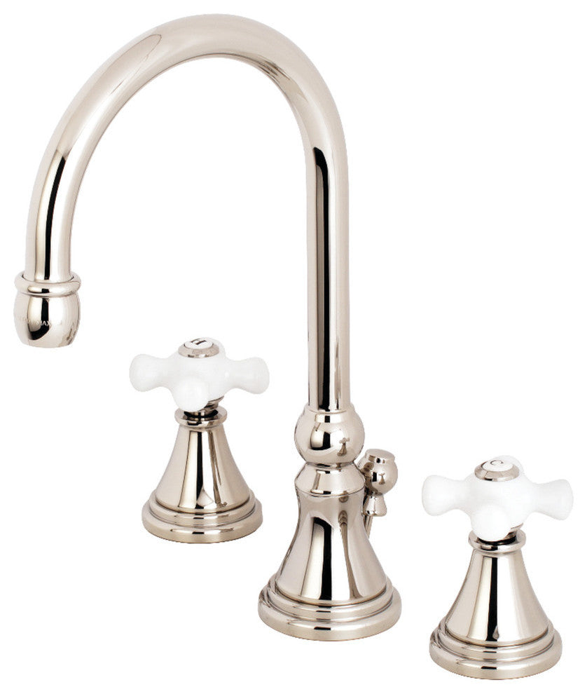Kingston Brass Widespread Bathroom Faucet, Polished Nickel