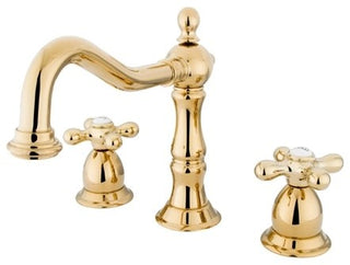 Heritage Two Handle 8" to 14" Widespread Lavatory Faucet with Brass Pop-up